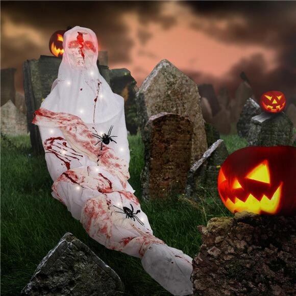 Cocoon Corpse Creepy Halloween Decorations Hanging Decor Scary Corpse Props - Picture 6 of 7